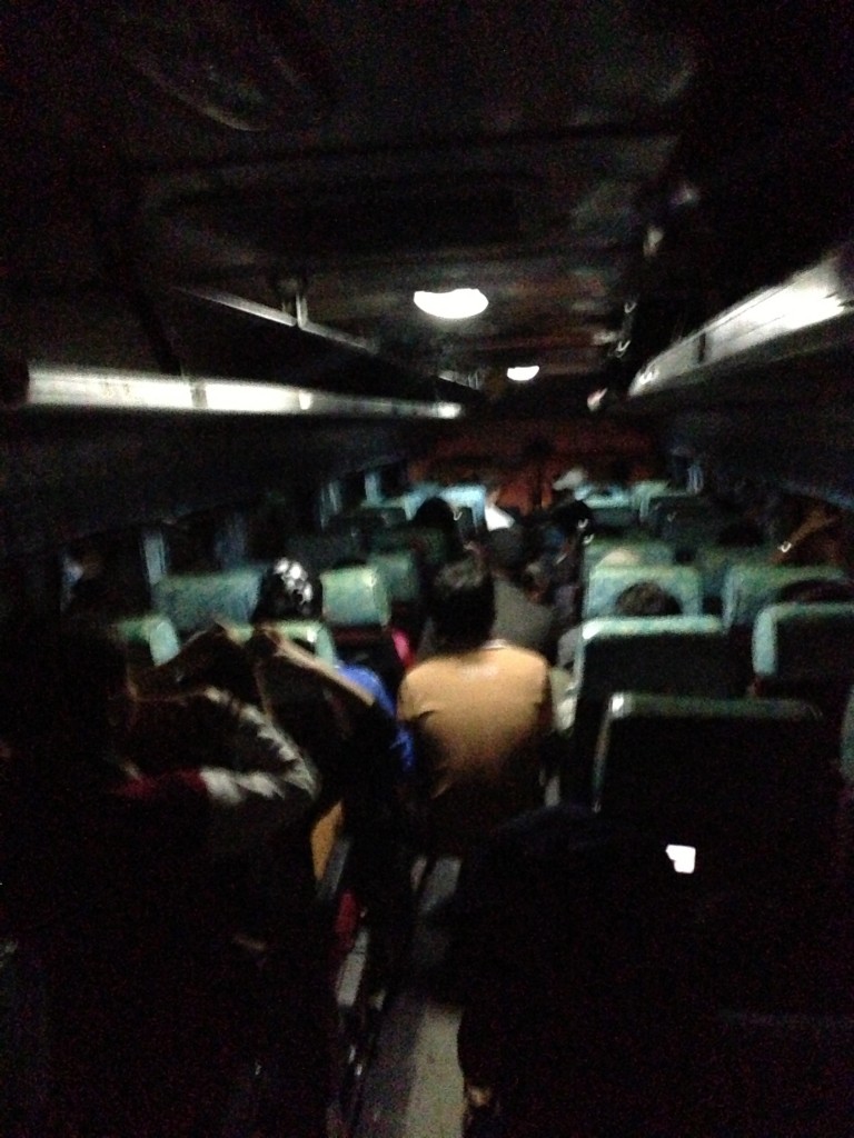 My view from my seat in the back of the bus. Jostling of the bus kept me from holding the camera still for a clear shot